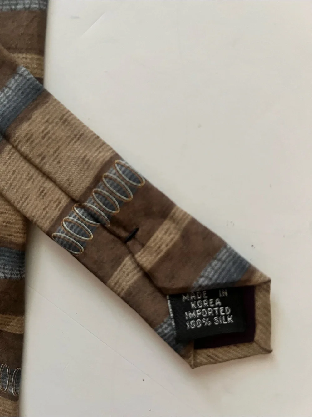 Dockers Khakis Brown Tie with Blue and Cream Stripes
